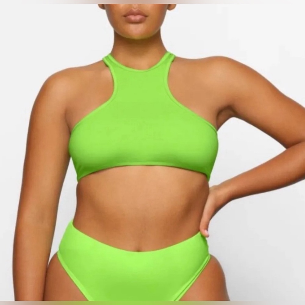 SKIMS NWT Bikini Bundle - Racerback Top/Midrise Bottoms - Neon Green